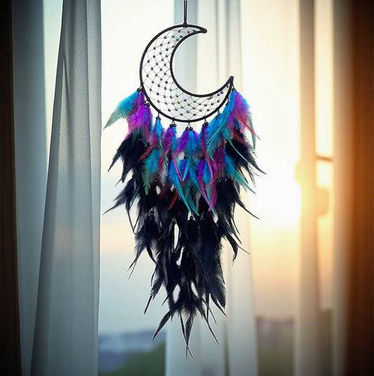 Warm & Cool Feather Moon Dreamcatcher