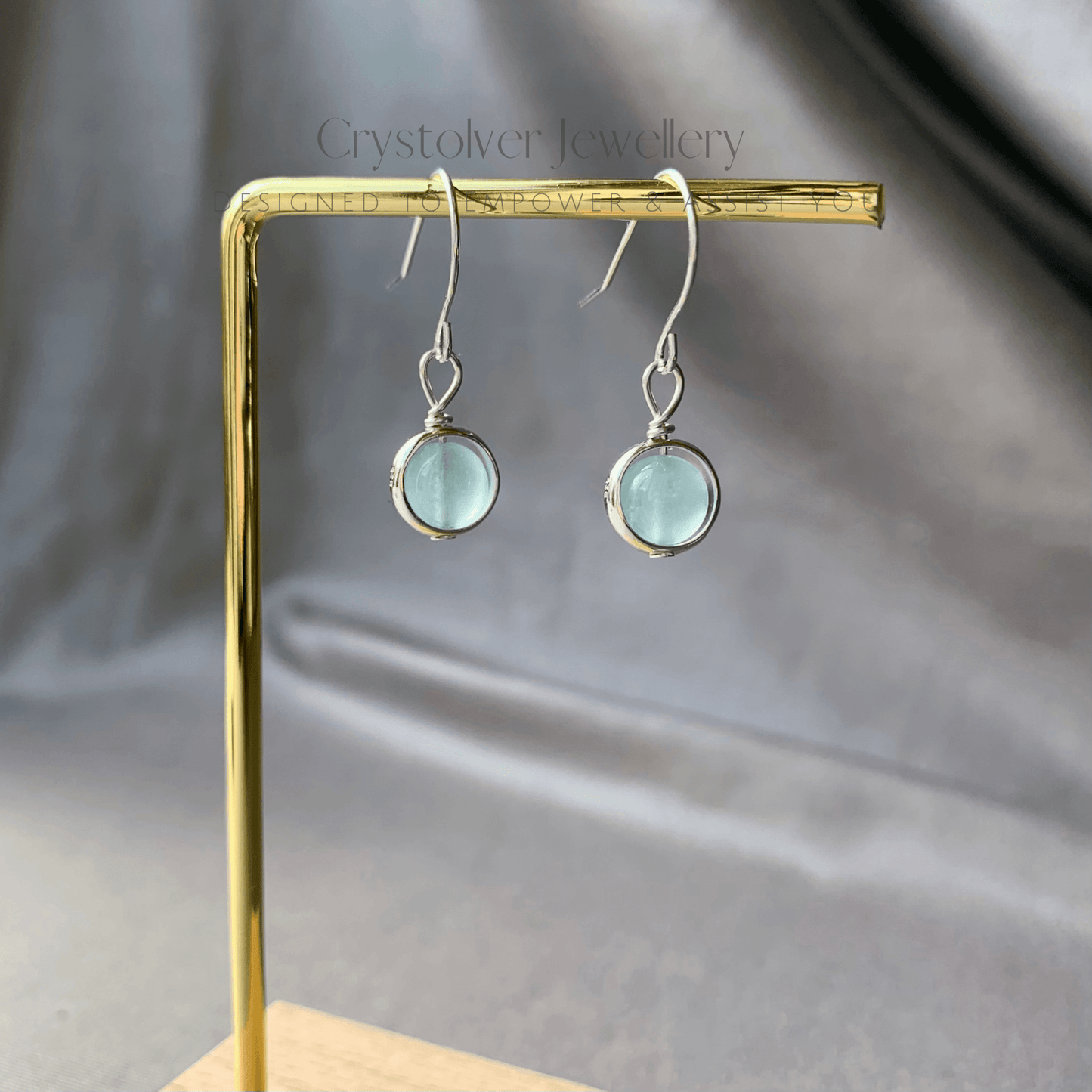 Aquamarine Sterling Silver Hoop Earrings - Crystolver | Healing Crystal Gift Shop