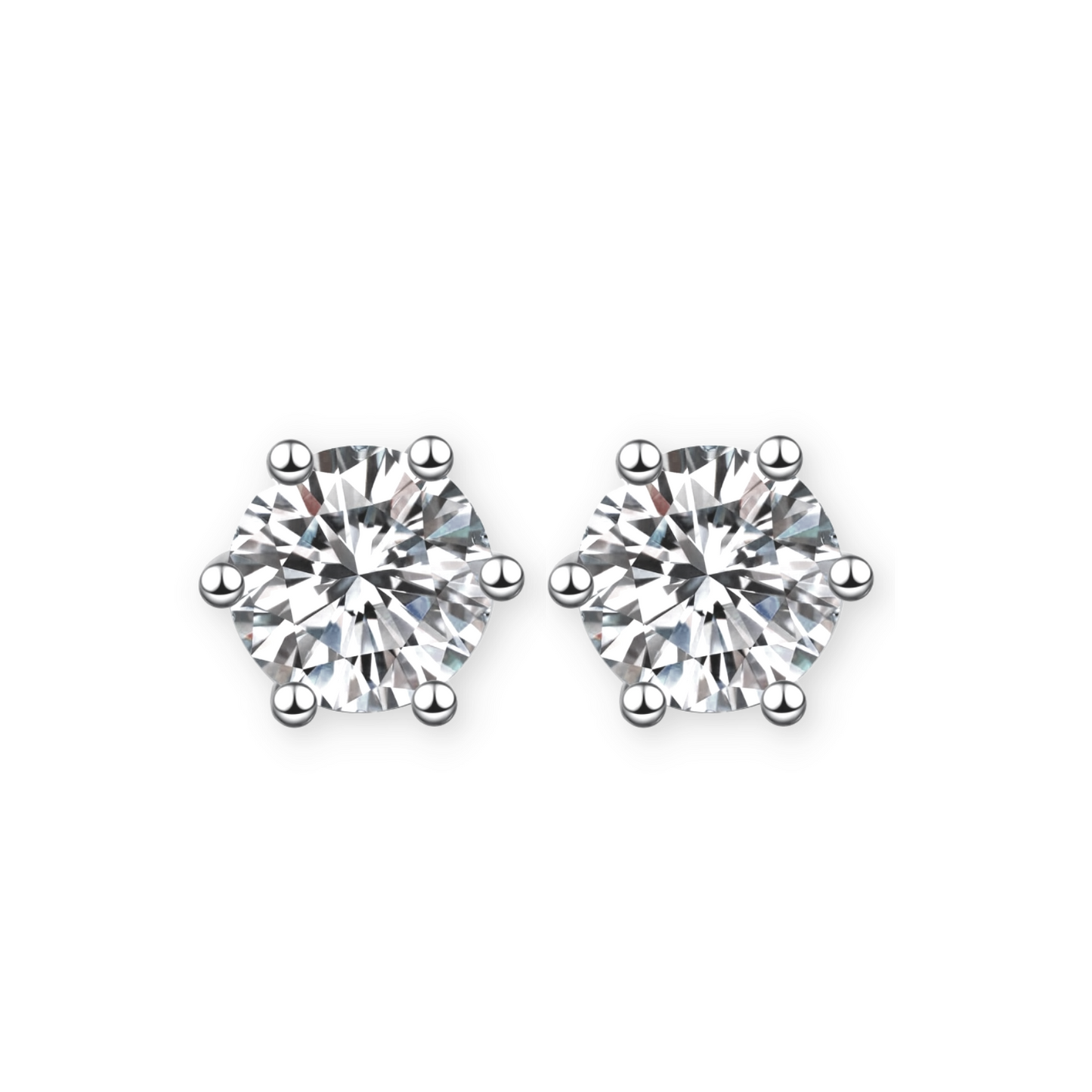 Moissanite 6 Prong Stud Earrings