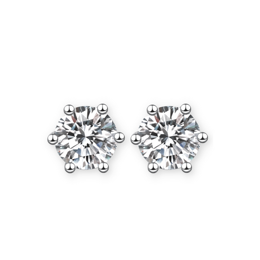 Moissanite 6 Prong Stud Earrings