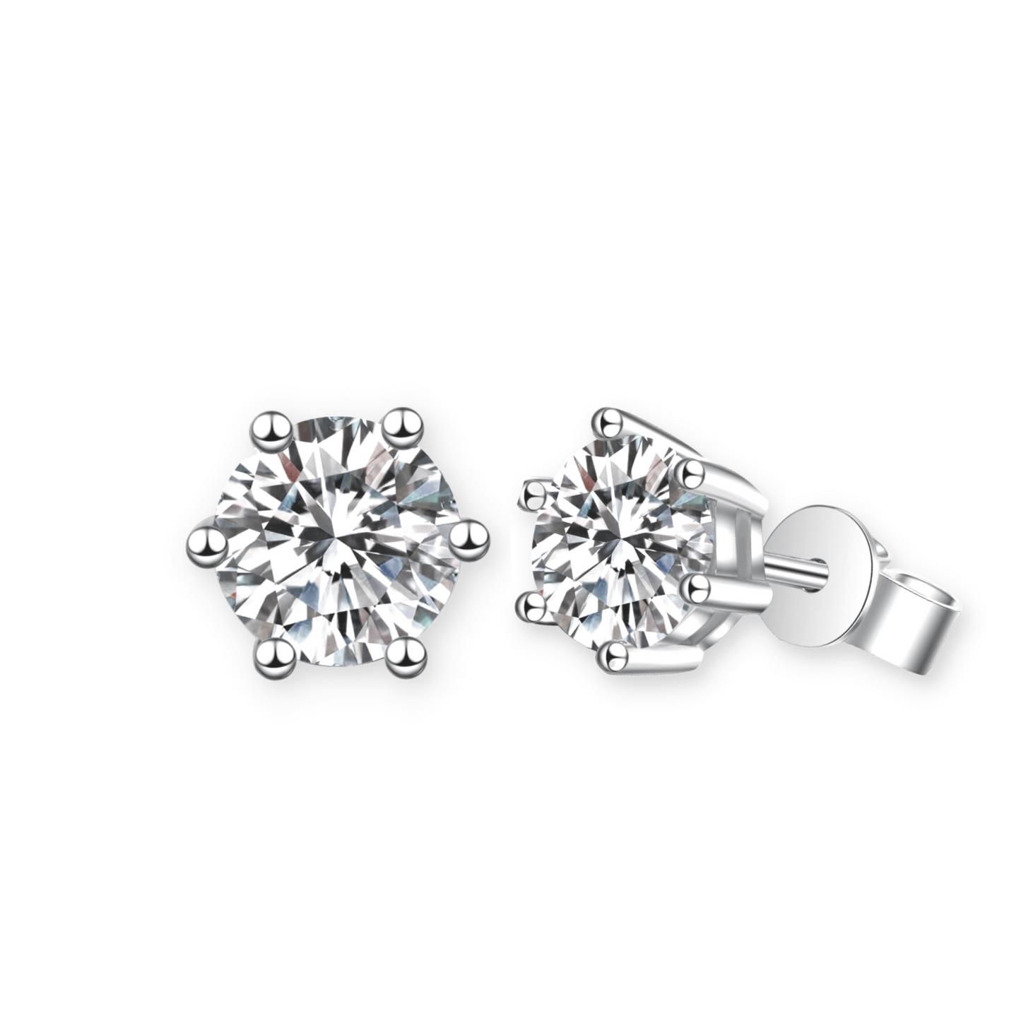 Moissanite 6 Prong Stud Earrings