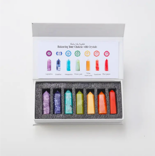 7 Pcs Rainbow Crystal Chakra Wand Set