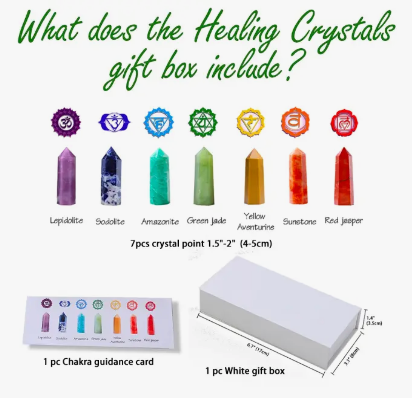 7 Pcs Rainbow Crystal Chakra Wand Set