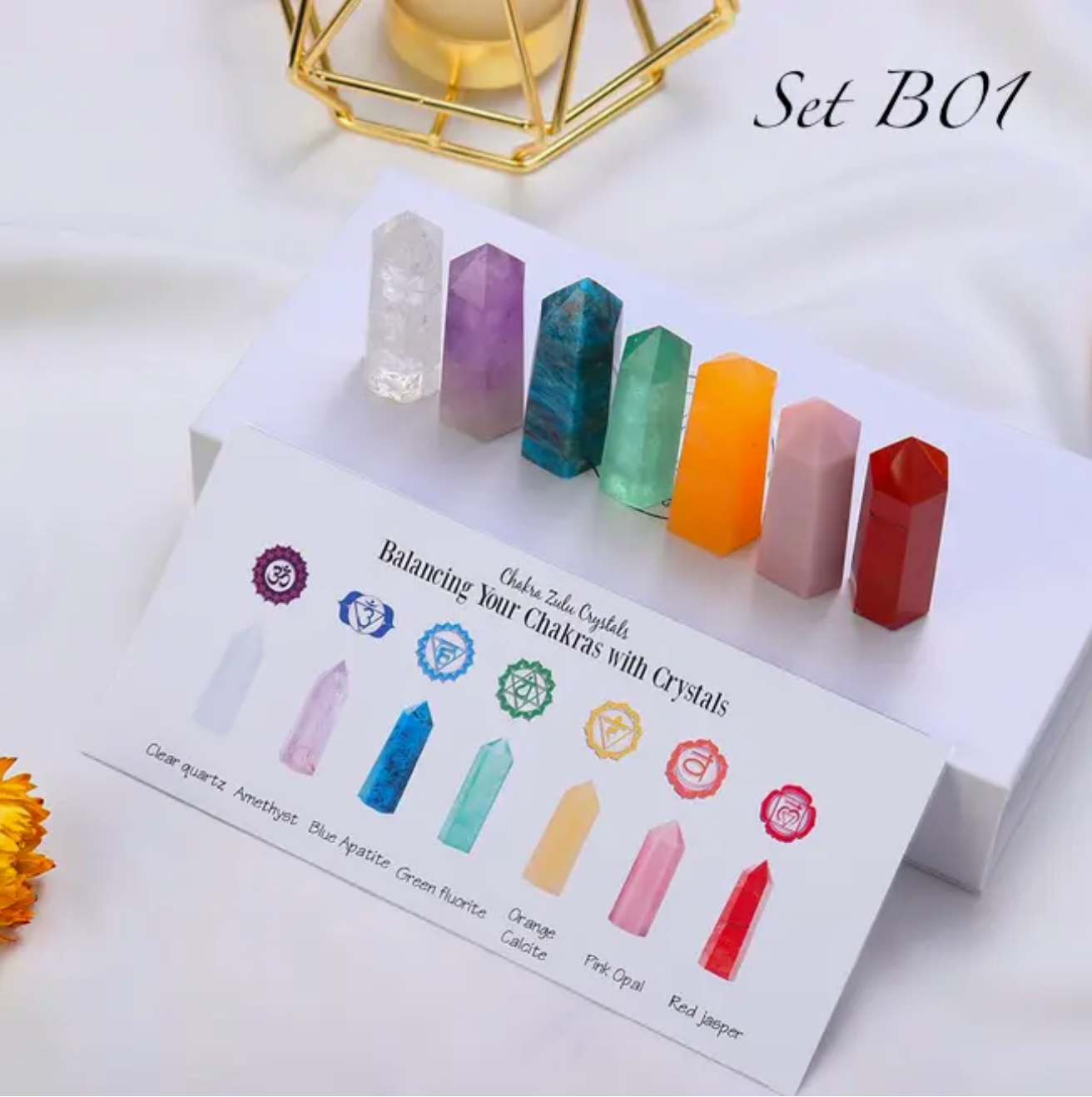 7 Pcs Rainbow Crystal Chakra Wand Set