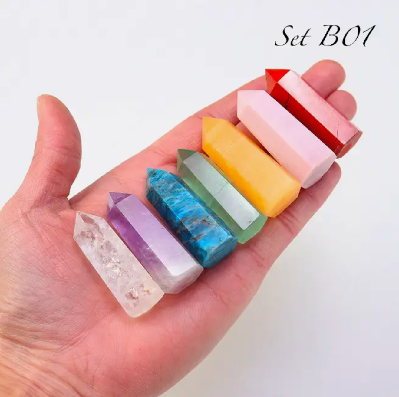 7 Pcs Rainbow Crystal Chakra Wand Set