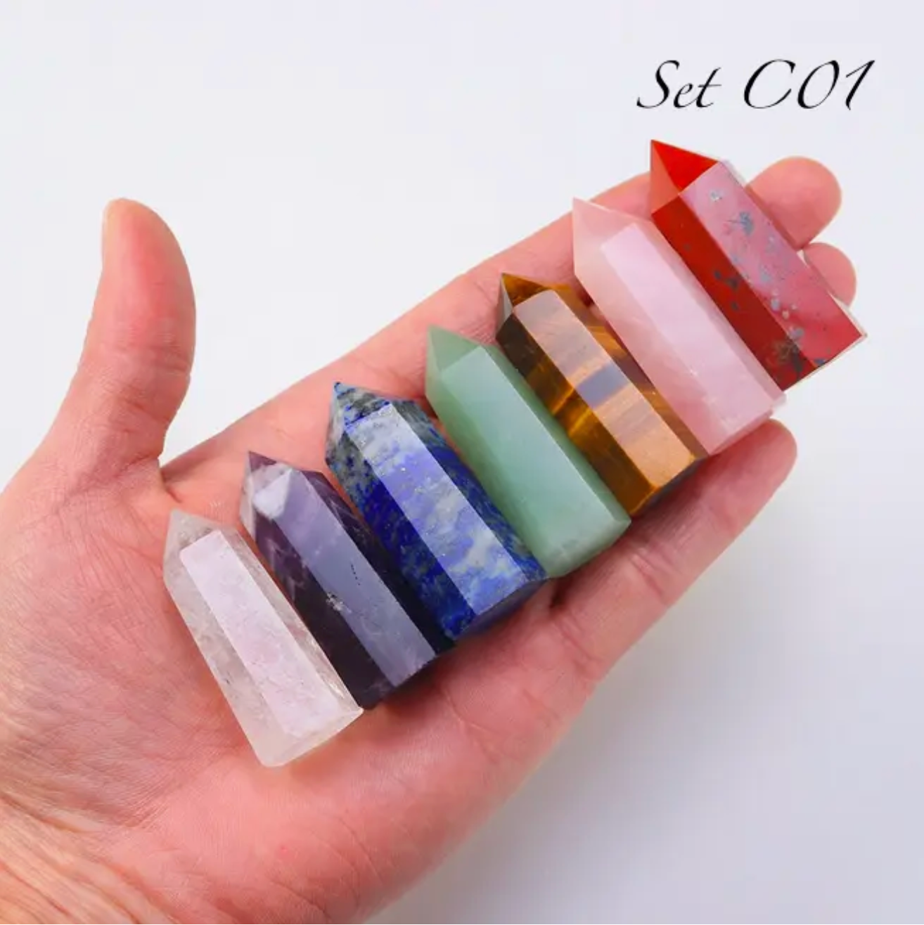 7 Pcs Rainbow Crystal Chakra Wand Set