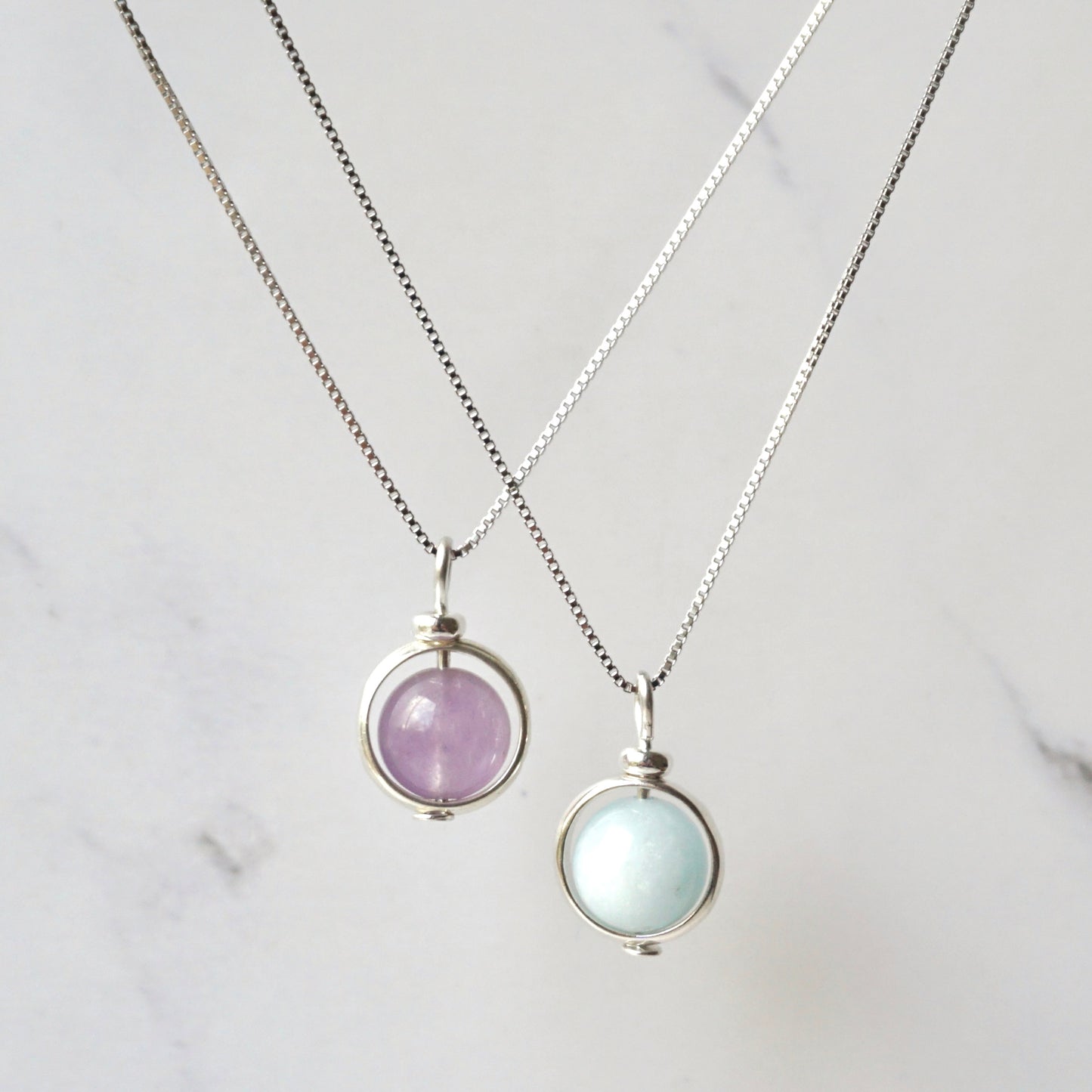 Aquamarine Pendant Sterling Silver Necklace