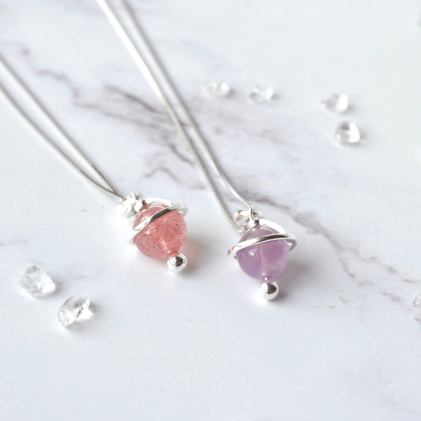 Gemstone Planet Sterling Silver Necklace