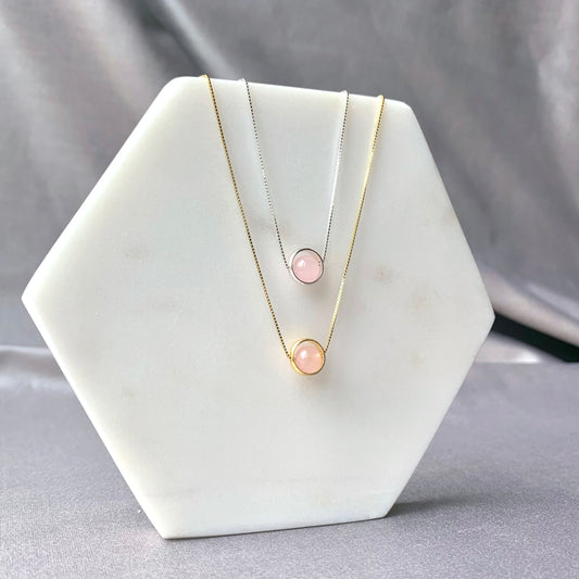 Rose Quartz Minimalist Sterling Silver Necklace