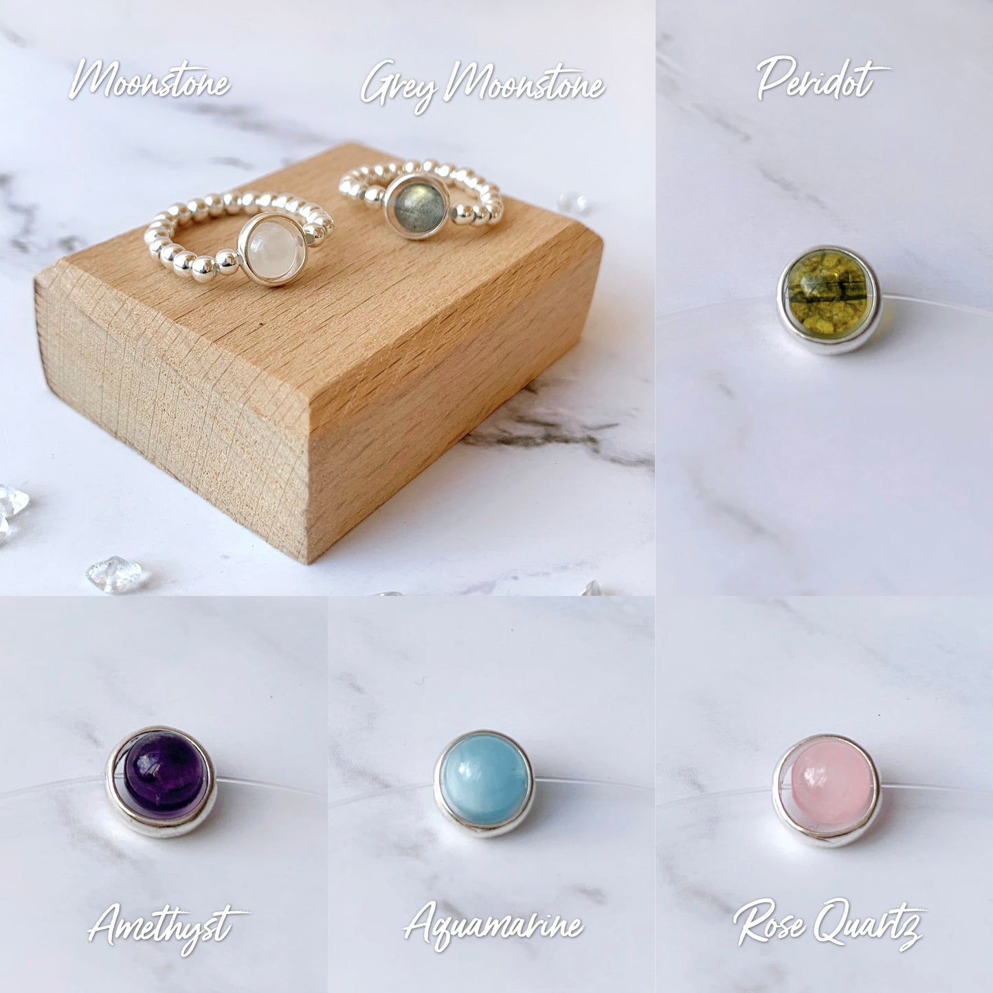 Gemstone 925 Silver Elastic Ring