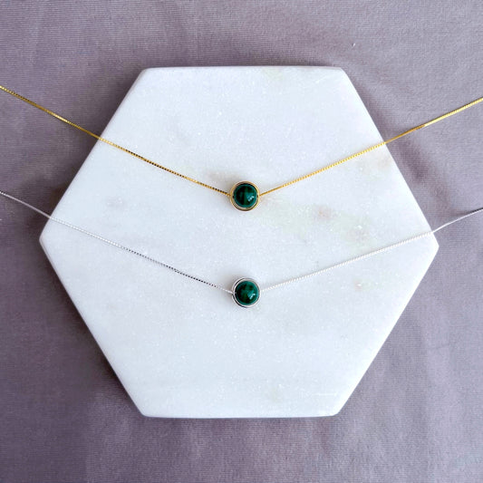 Malachite Minimalist Sterling Silver Necklace