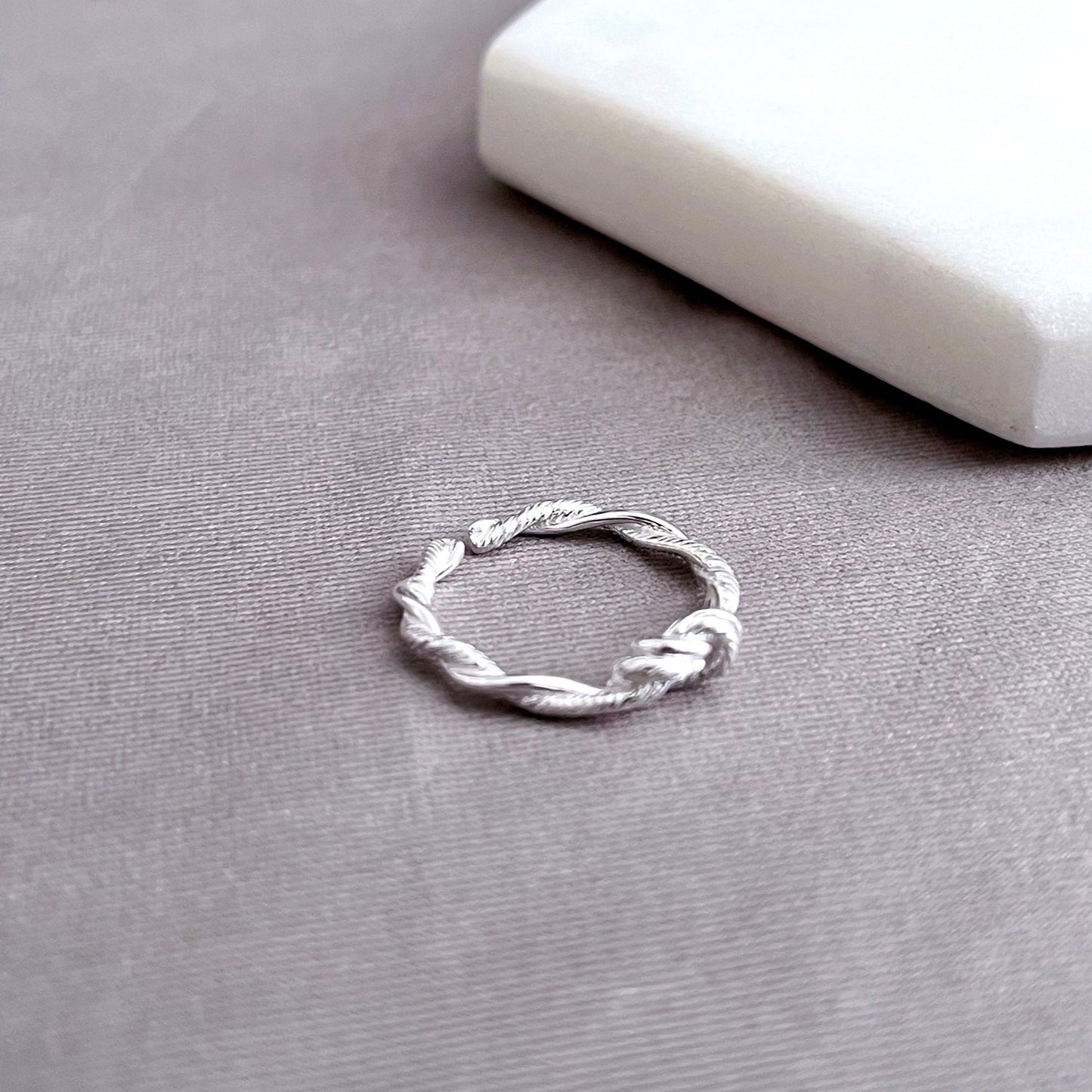 Twisted Helix Silver Adjustable Ring