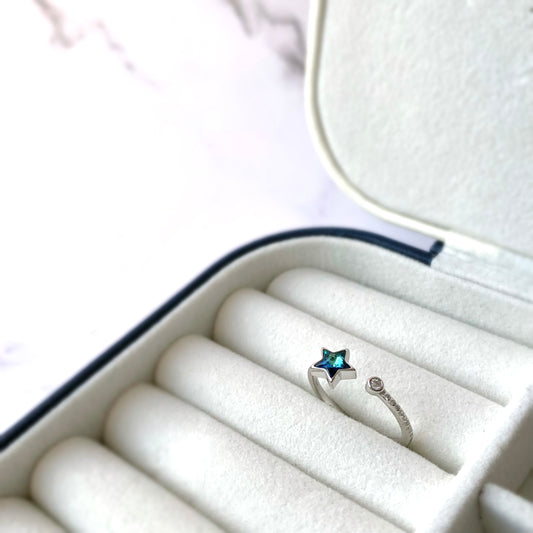 Rainbow Crystal Adjustable Star Ring