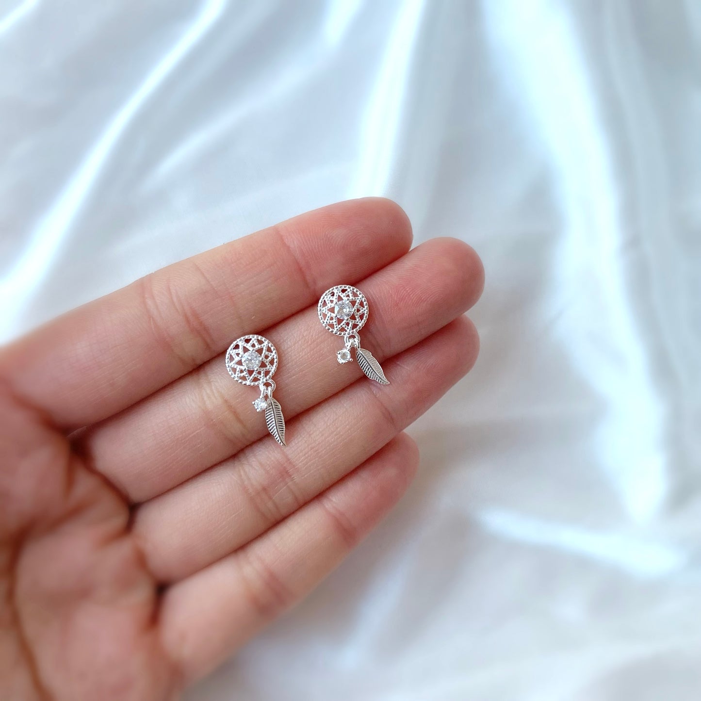Dreamcatcher 925 Silver Stud Earrings