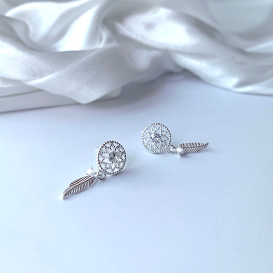 Dreamcatcher 925 Silver Stud Earrings