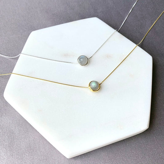 Labradorite Minimalist Sterling Silver Necklace