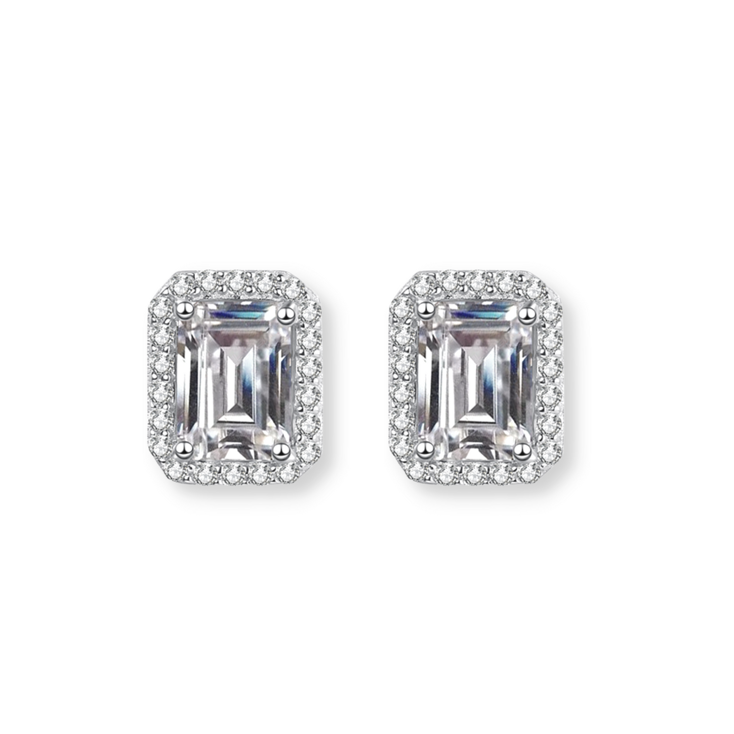 Moissanite Emerald Stud Earrings
