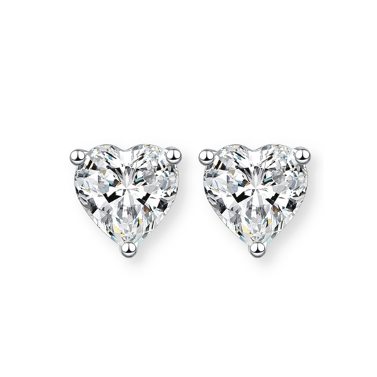 Moissanite Heart Stud Earrings