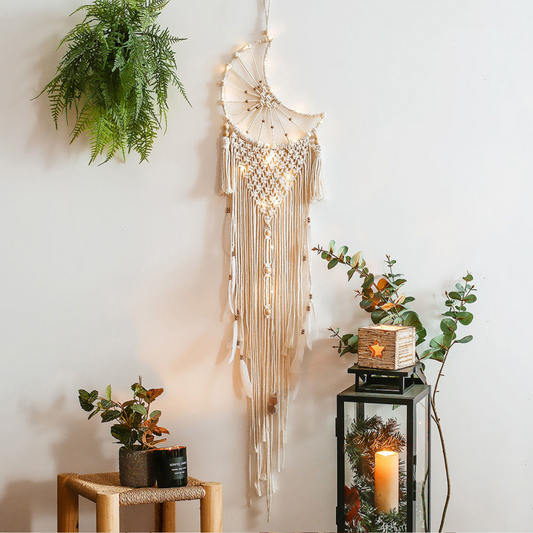 Moon Macrame Wall Hanging Dreamcatcher