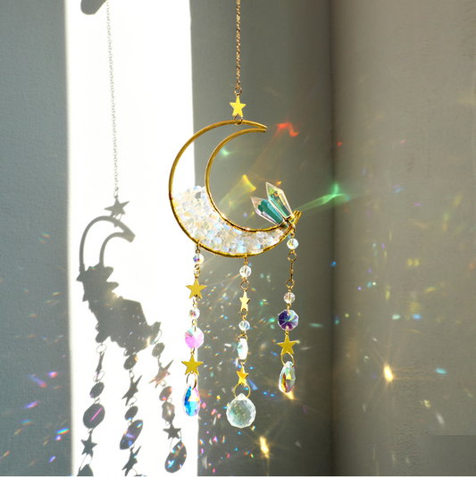 Moon Suncatcher Crystal Prism Wind Chimes