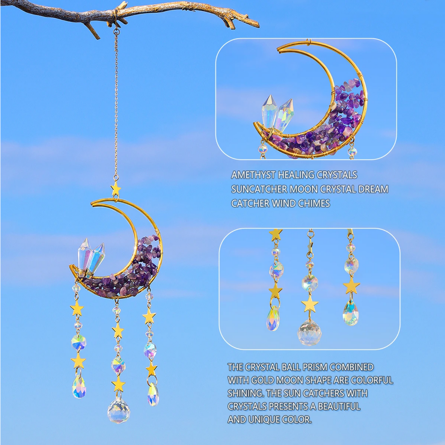 Moon Suncatcher Crystal Prism Wind Chimes