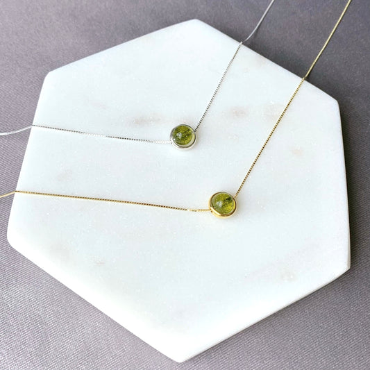 Peridot Minimalist Sterling Silver Necklace