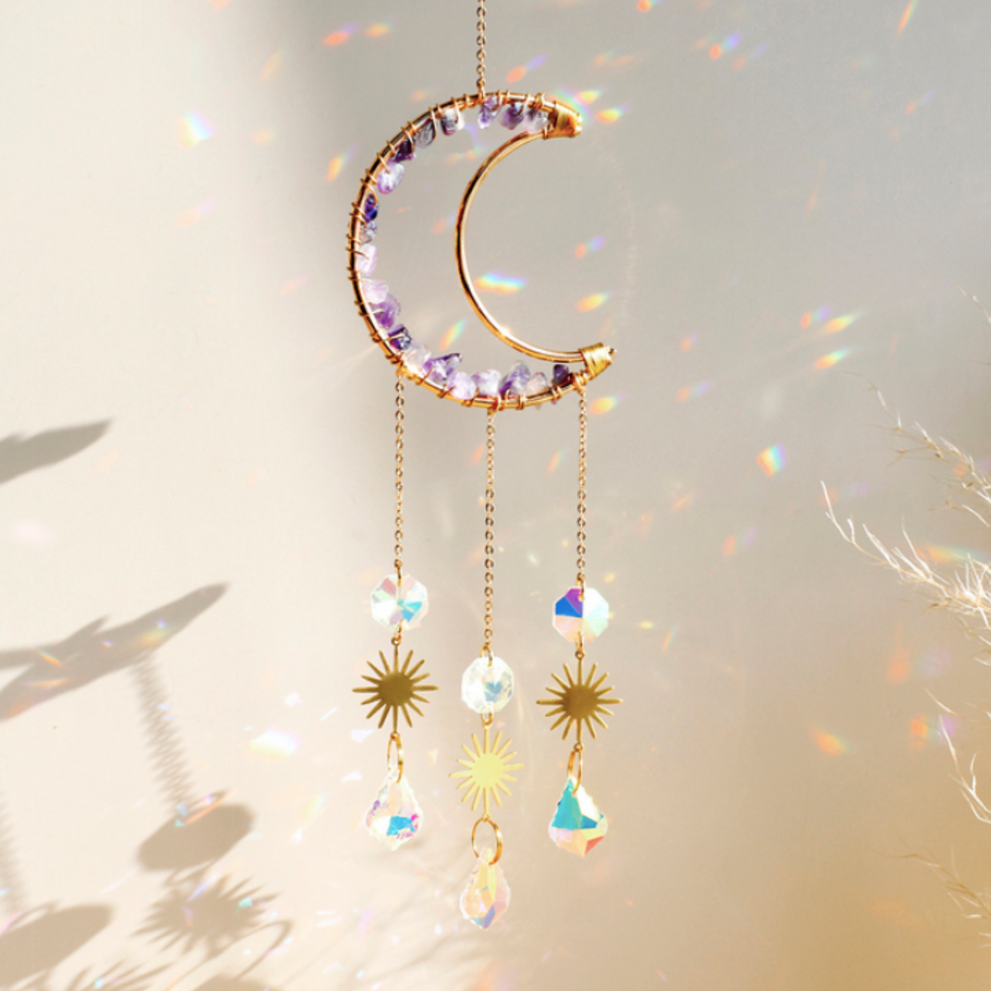 Moon Suncatcher Crystal Prism Decor