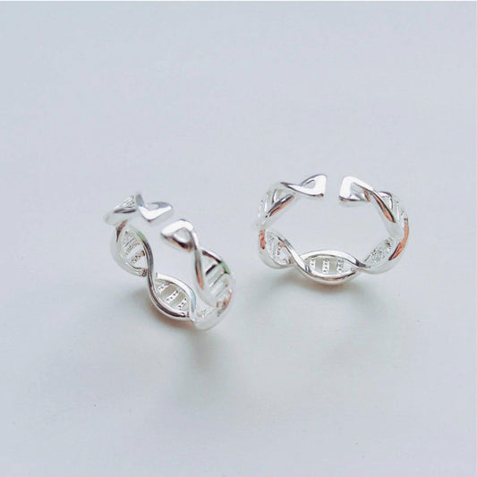 DNA Double Helix Silver Ring - Crystolver | Healing Crystal Gift Shop