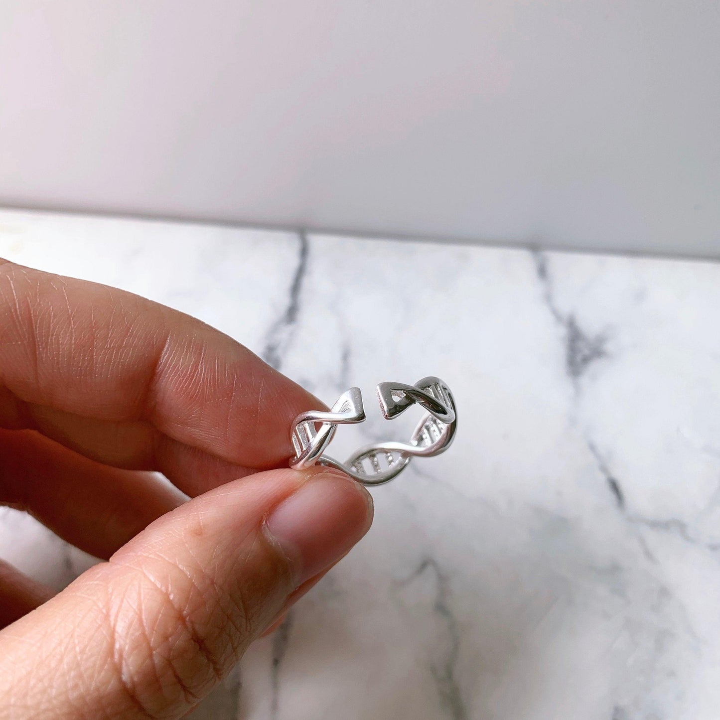 DNA Double Helix Silver Ring - Crystolver | Healing Crystal Gift Shop