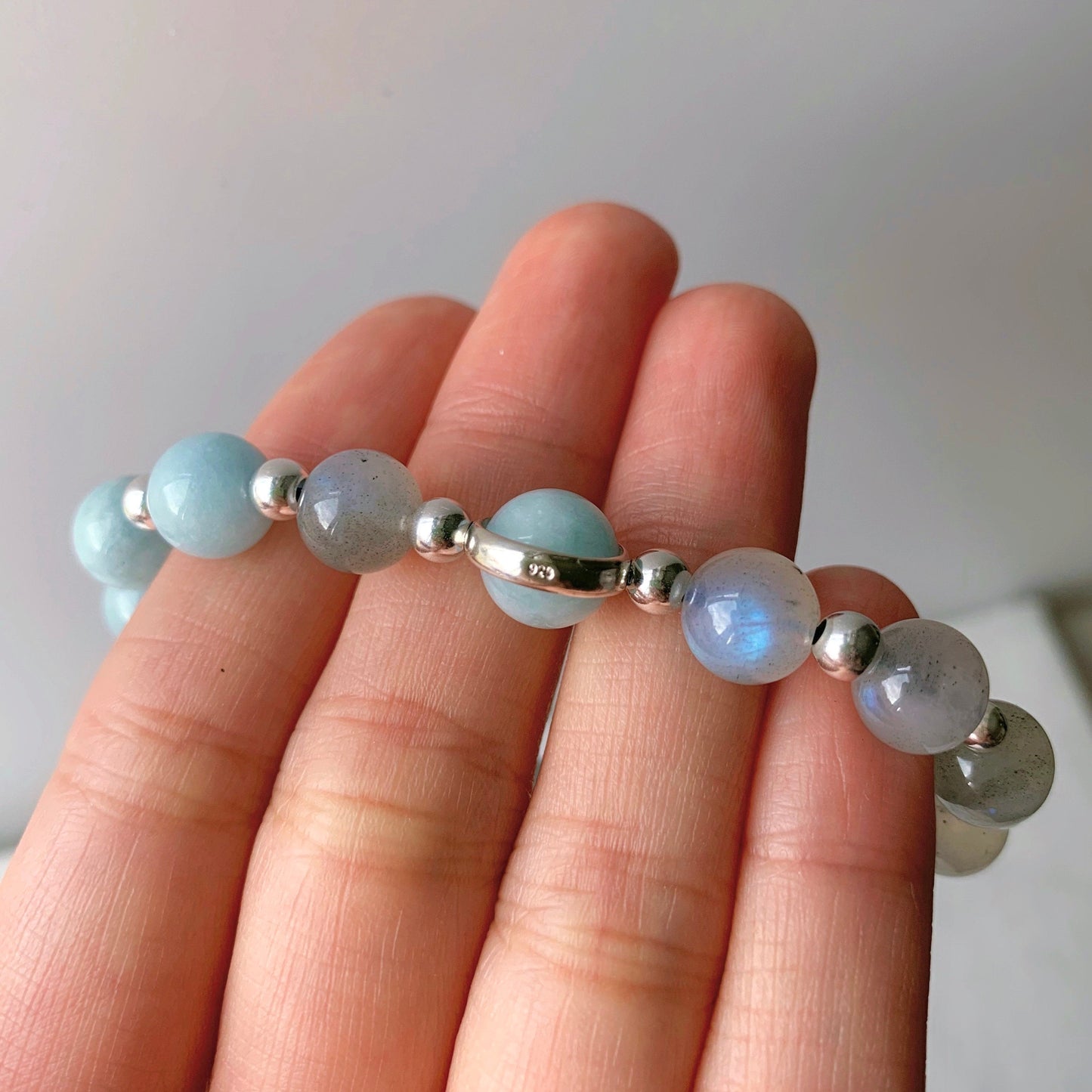 Aquamarine & Labradorite Crystal Bracelet