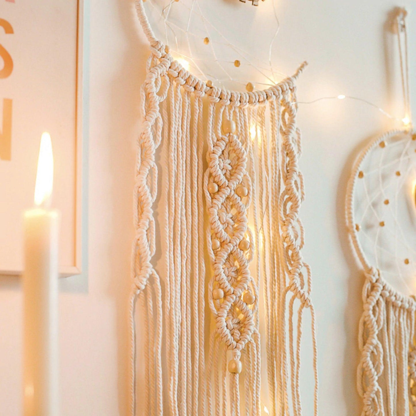 Boho Macrame Woven Moon Star Dreamcather - Crystolver | Healing Crystal Gift Shop
