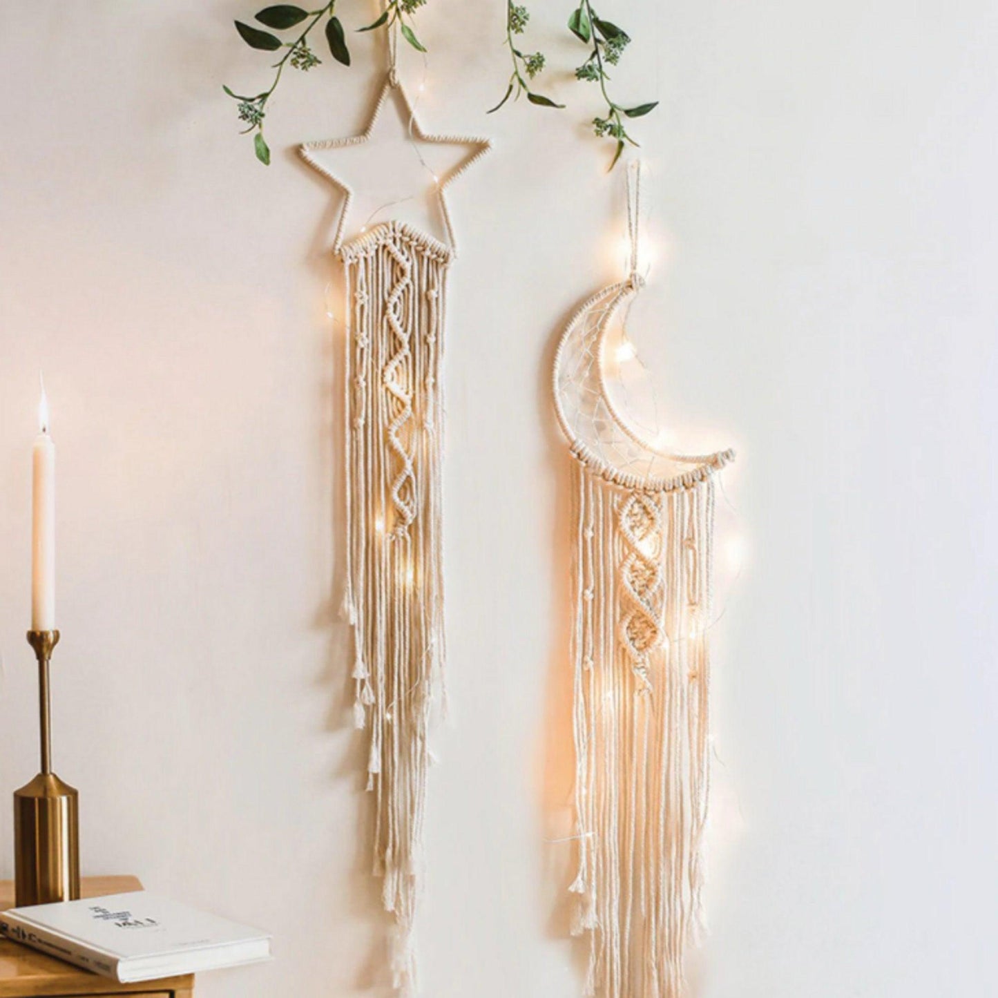 Boho Macrame Woven Moon Star Dreamcather - Crystolver | Healing Crystal Gift Shop