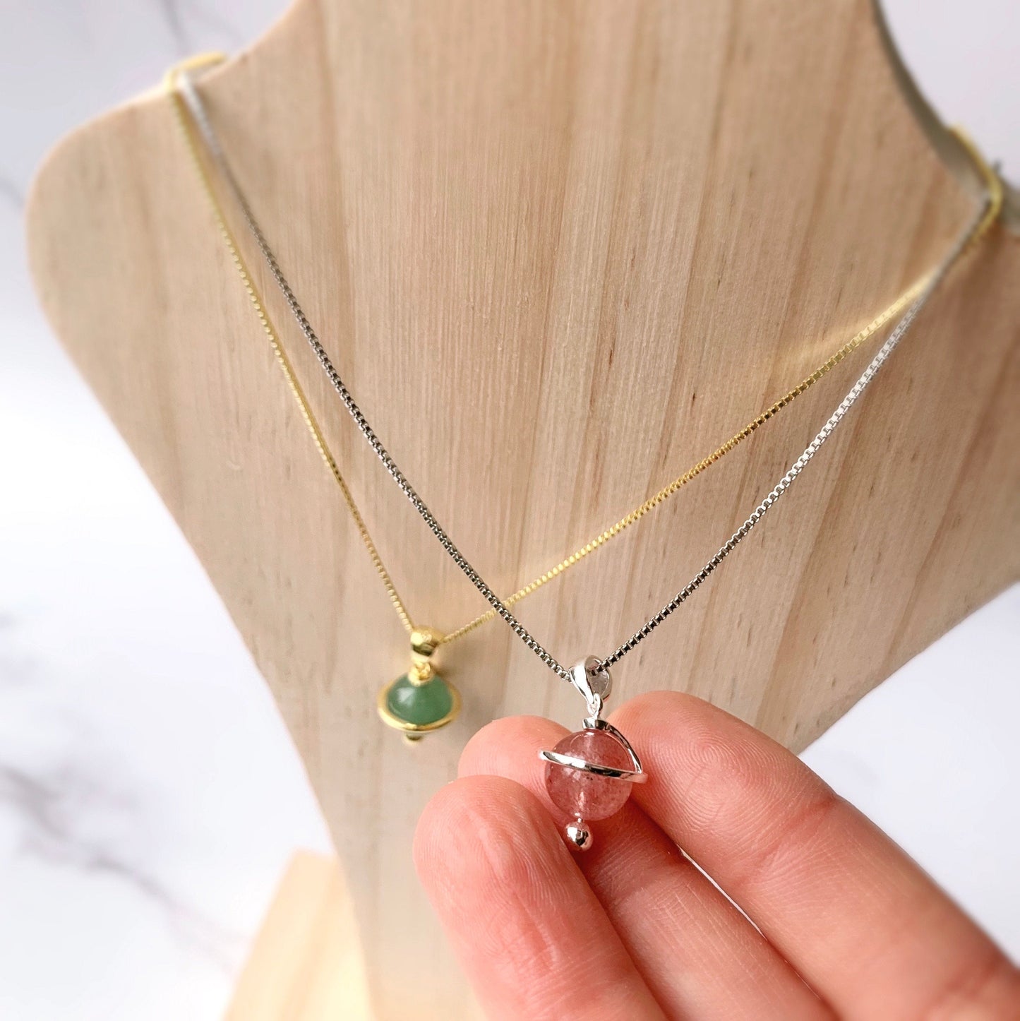 Gemstone Planet Sterling Silver Necklace