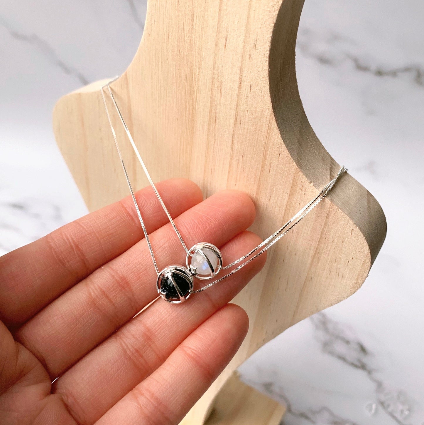 Starry Gemstone Day, Sunset, Night Themed Necklace