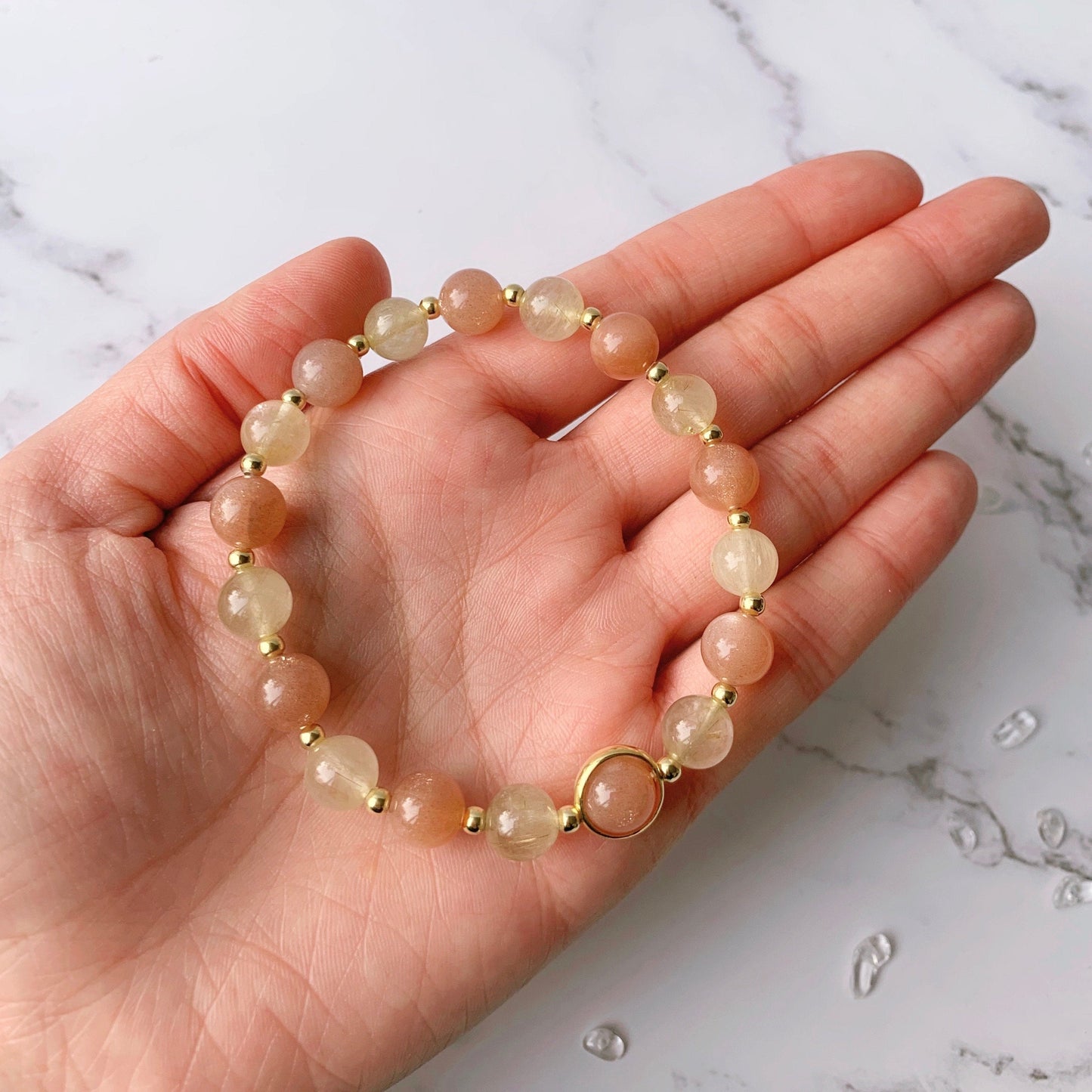 Sunstone & Citrine Gold Beaded Bracelet