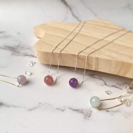 Sterling Silver Gemstone Beaded Necklace - Crystolver | Healing Crystal Gift Shop