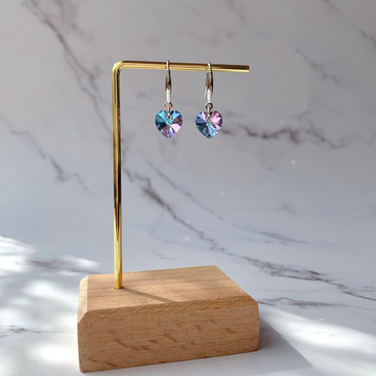 Heart Shape Rainbow Crystal Dangle Earrings - Crystolver | Healing Crystal Gift Shop