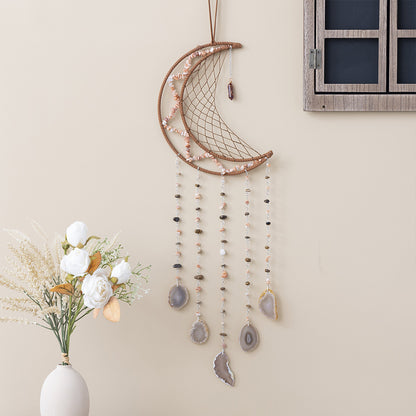 75cm Crystal Agate Large Moon Dream Catcher