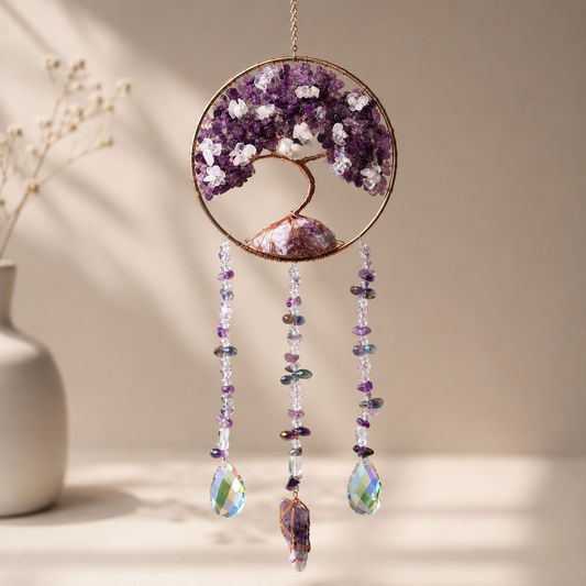 Amethyst Blooming Tree of Life Crystal Sun Catcher