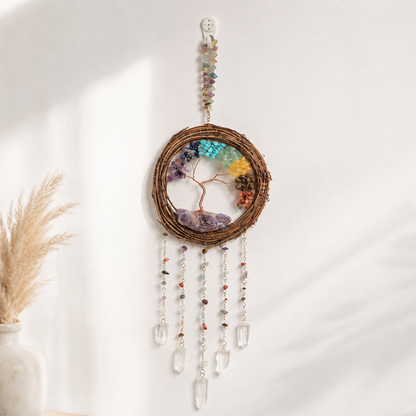 Bird Nest Crystal Dream Catcher Wall Hanging Decor