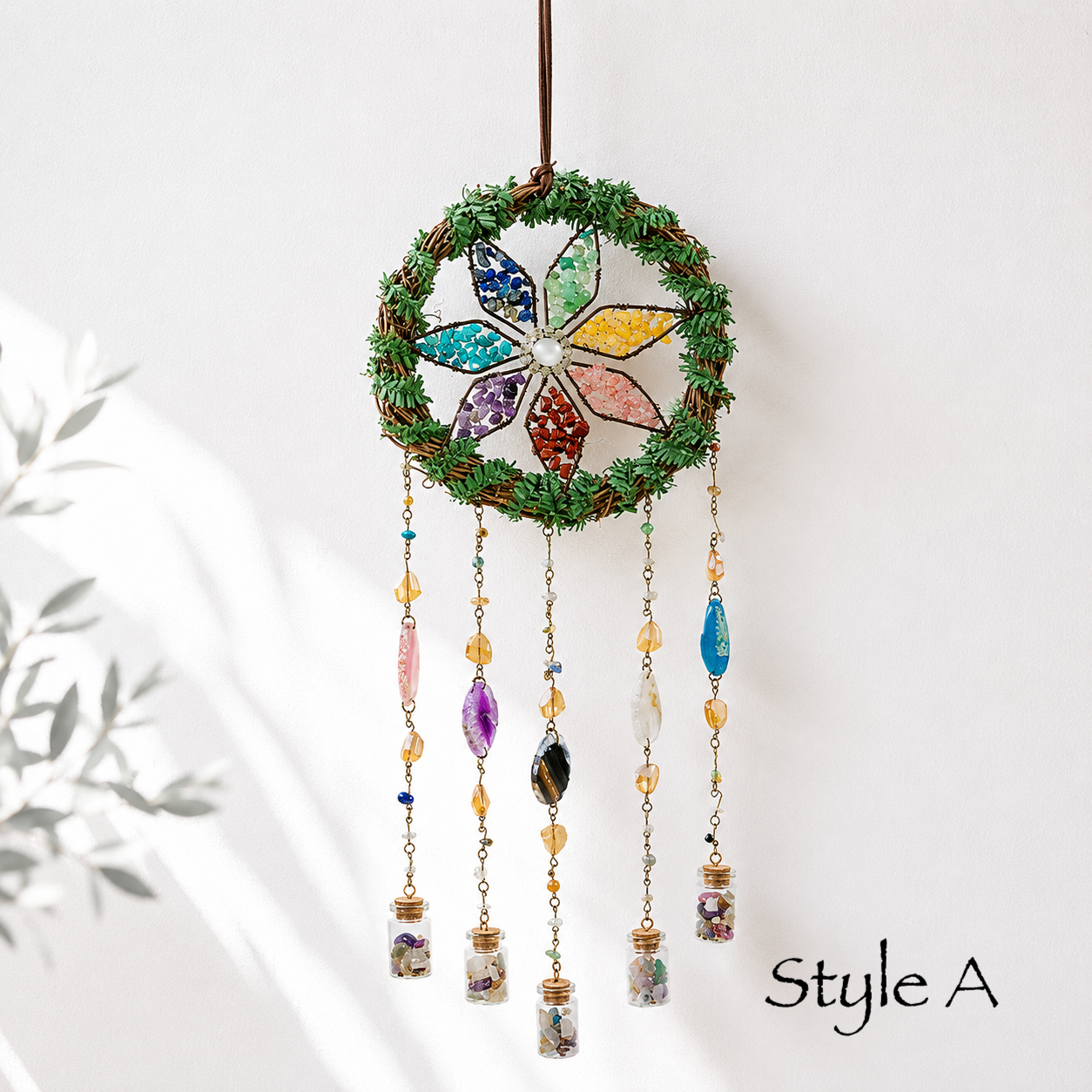 Bird Nest Crystal Dream Catcher Wall Hanging Decor