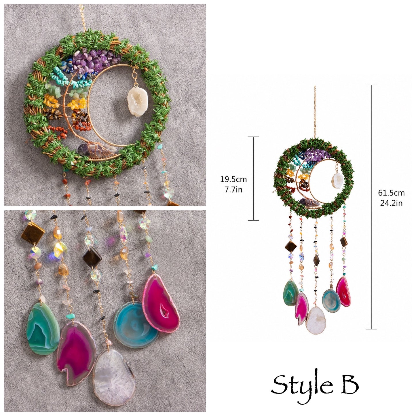 Bird Nest Crystal Dream Catcher Wall Hanging Decor