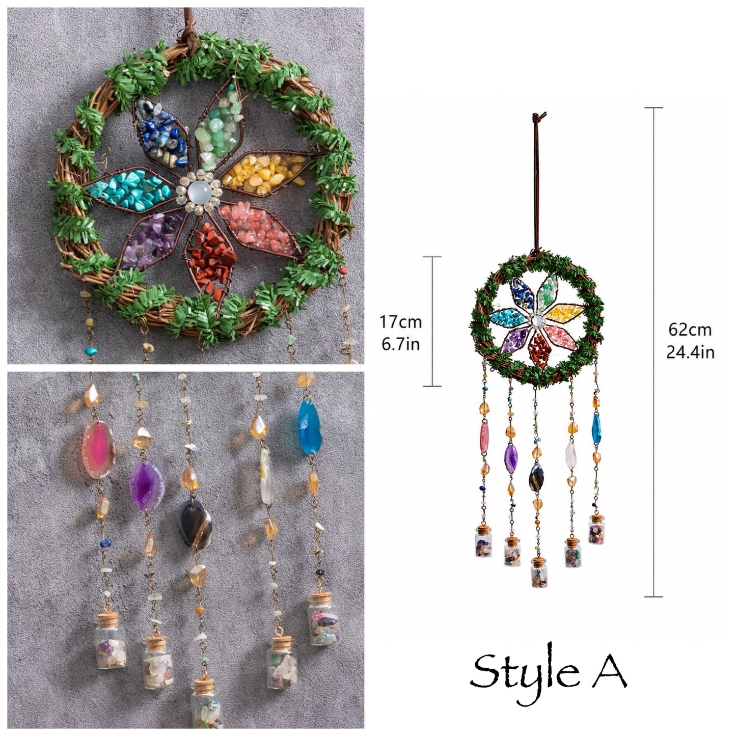 Bird Nest Crystal Dream Catcher Wall Hanging Decor