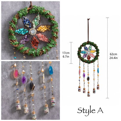 Bird Nest Crystal Dream Catcher Wall Hanging Decor