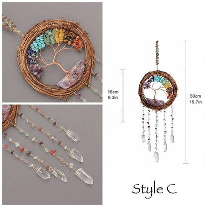 Bird Nest Crystal Dream Catcher Wall Hanging Decor