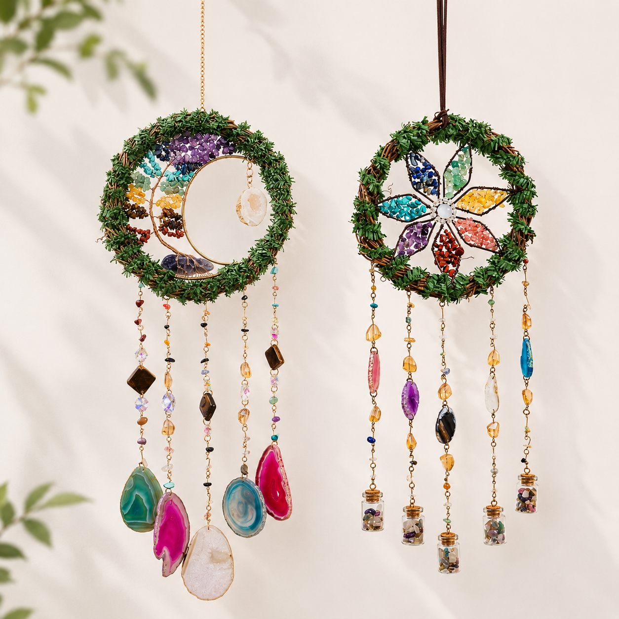 Bird Nest Crystal Dream Catcher Wall Hanging Decor