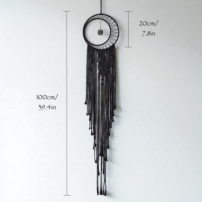 Black Sun Moon Macrame Dreamcatcher