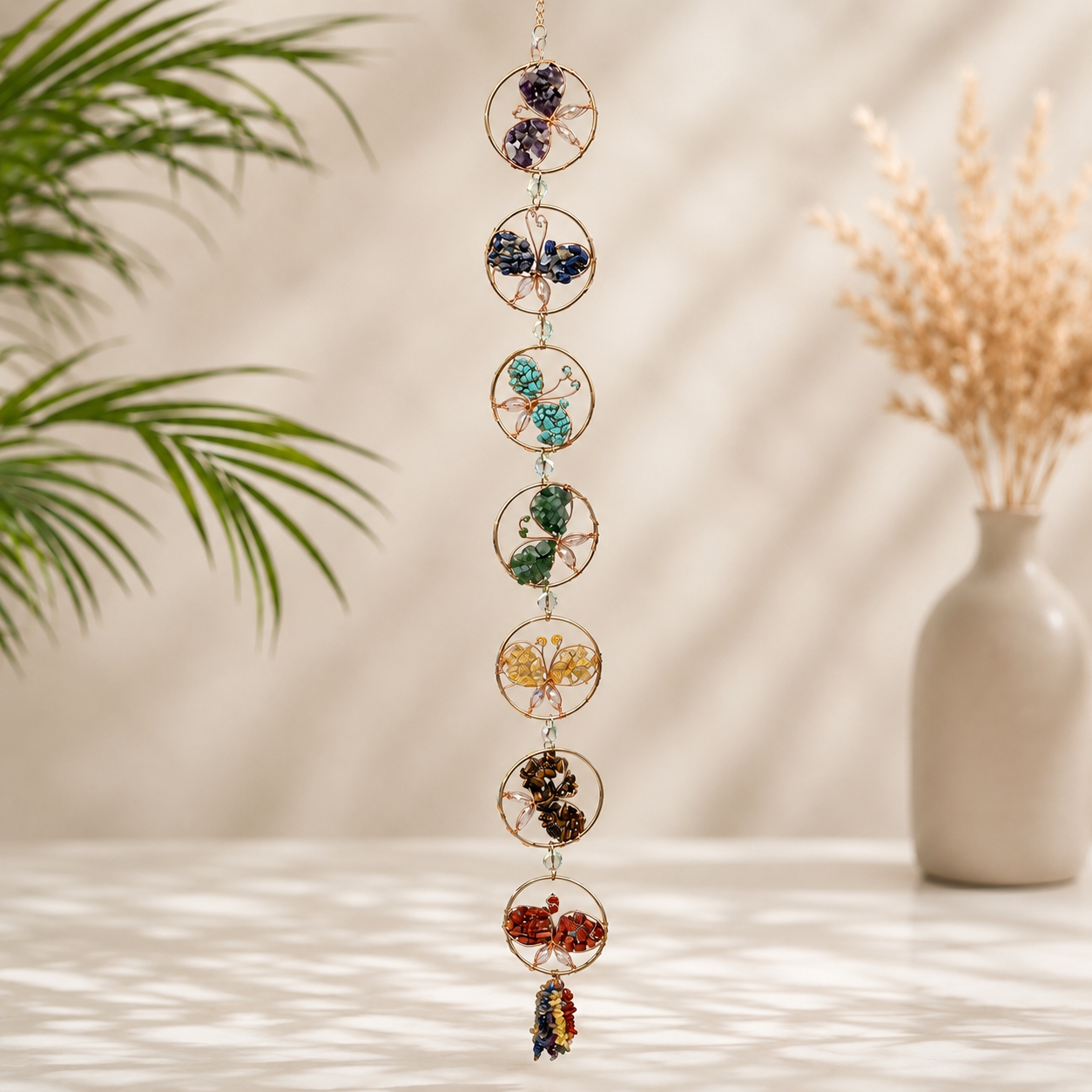 Butterfly Chakra Crystal Suncatcher Window Hanging