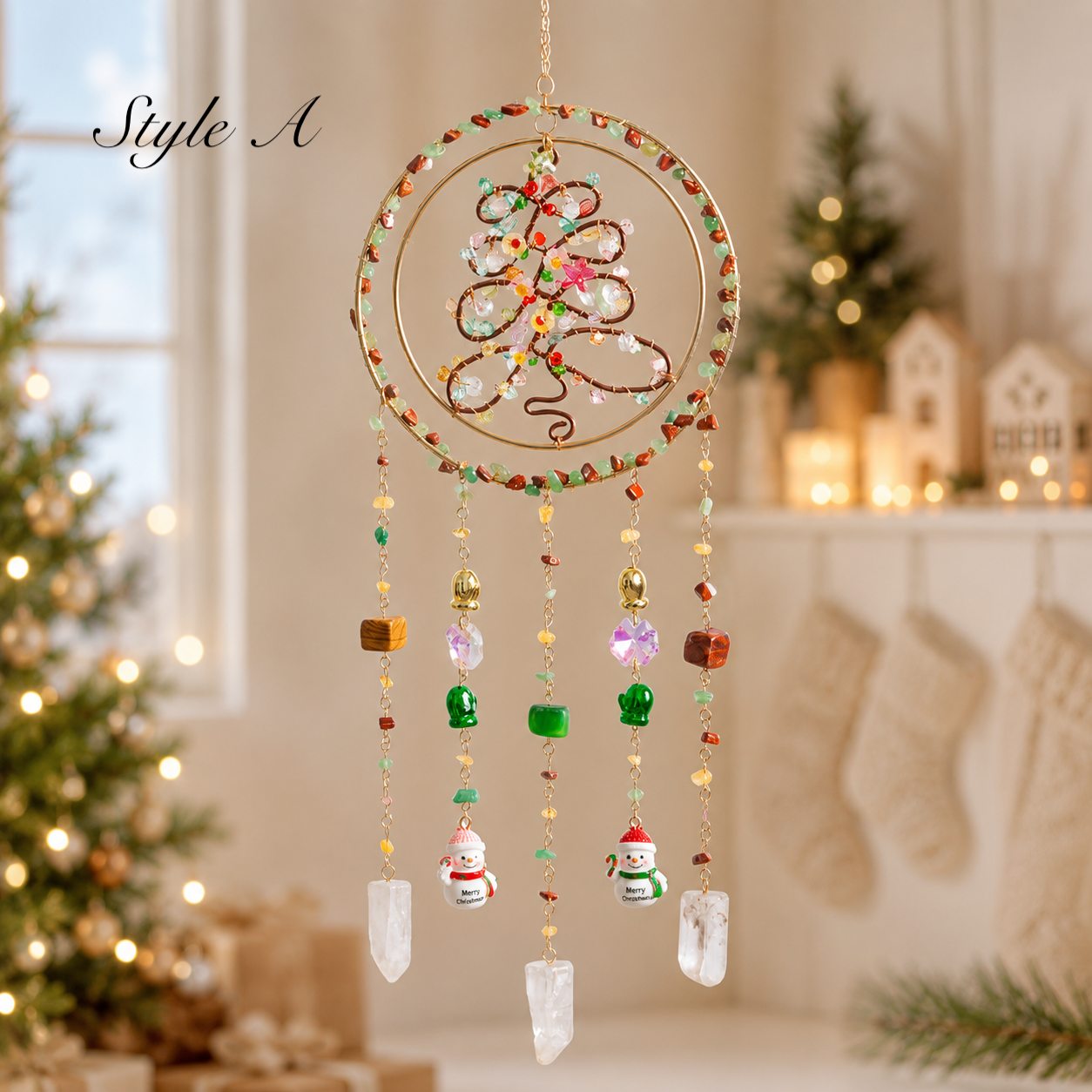 Christmas Tree Crystal Dream Catcher Suncatcher Ornament