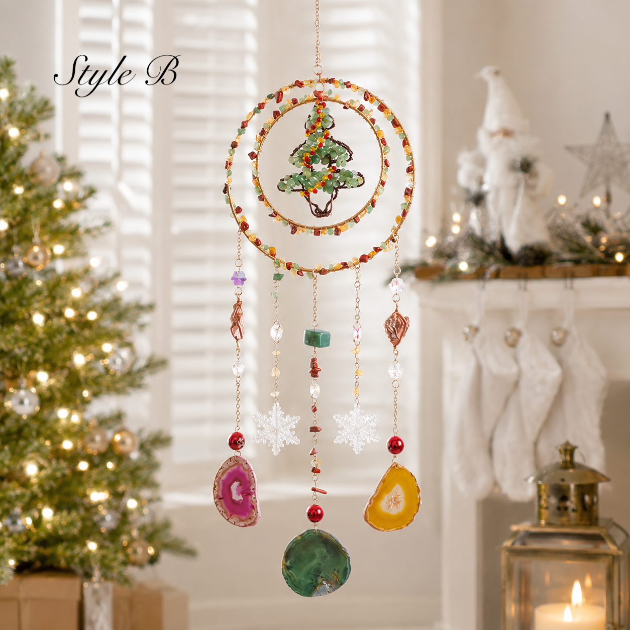 Christmas Tree Crystal Dream Catcher Suncatcher Ornament